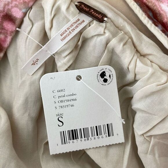 Free People Womens All the Time Velvet Babydoll Mini Dress Petal Combo Small NWT - Picture 9 of 13